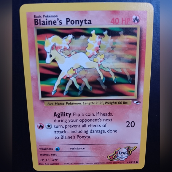 Blaine's Ponyta Pokemon Card - Gym Heroes - NO. 63/132 Common Non-Holo - Picture 2 of 9